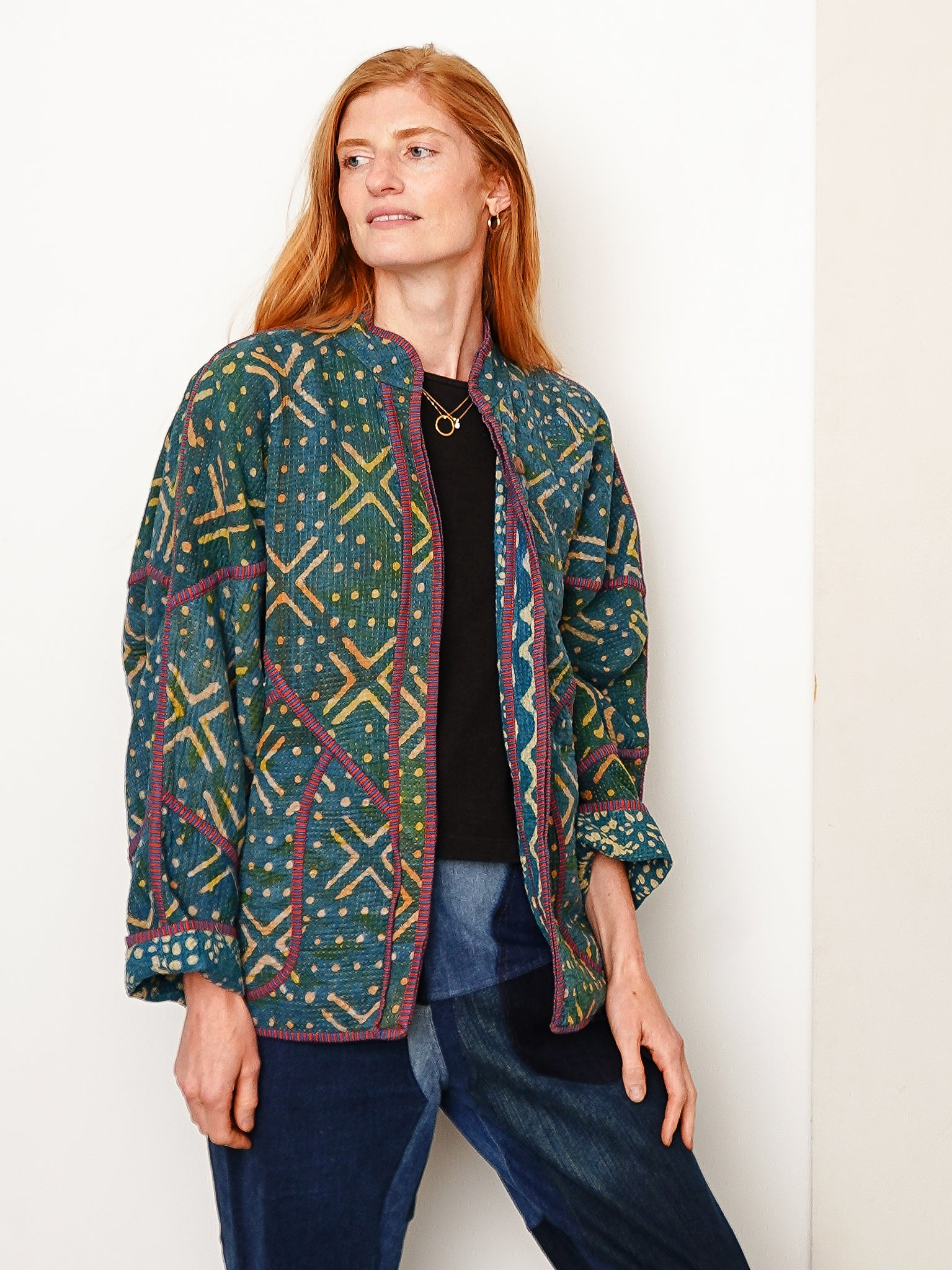 The Ladhiya Quilted Indigo Kantha Jacket
