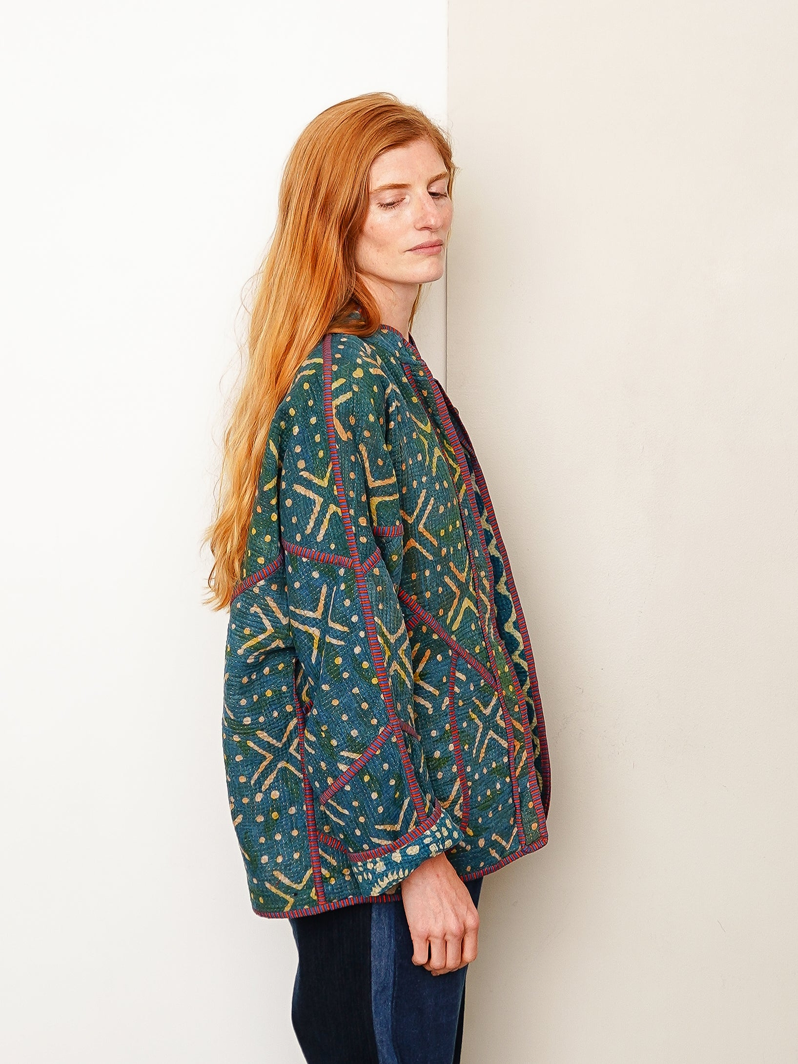 The Ladhiya Quilted Indigo Kantha Jacket