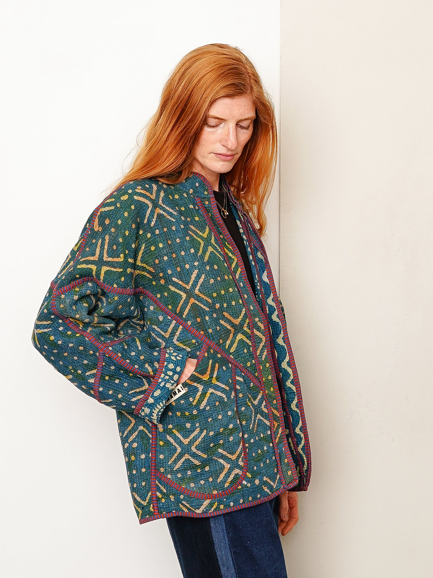 The Ladhiya Quilted Indigo Kantha Jacket