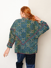 The Ladhiya Quilted Indigo Kantha Jacket