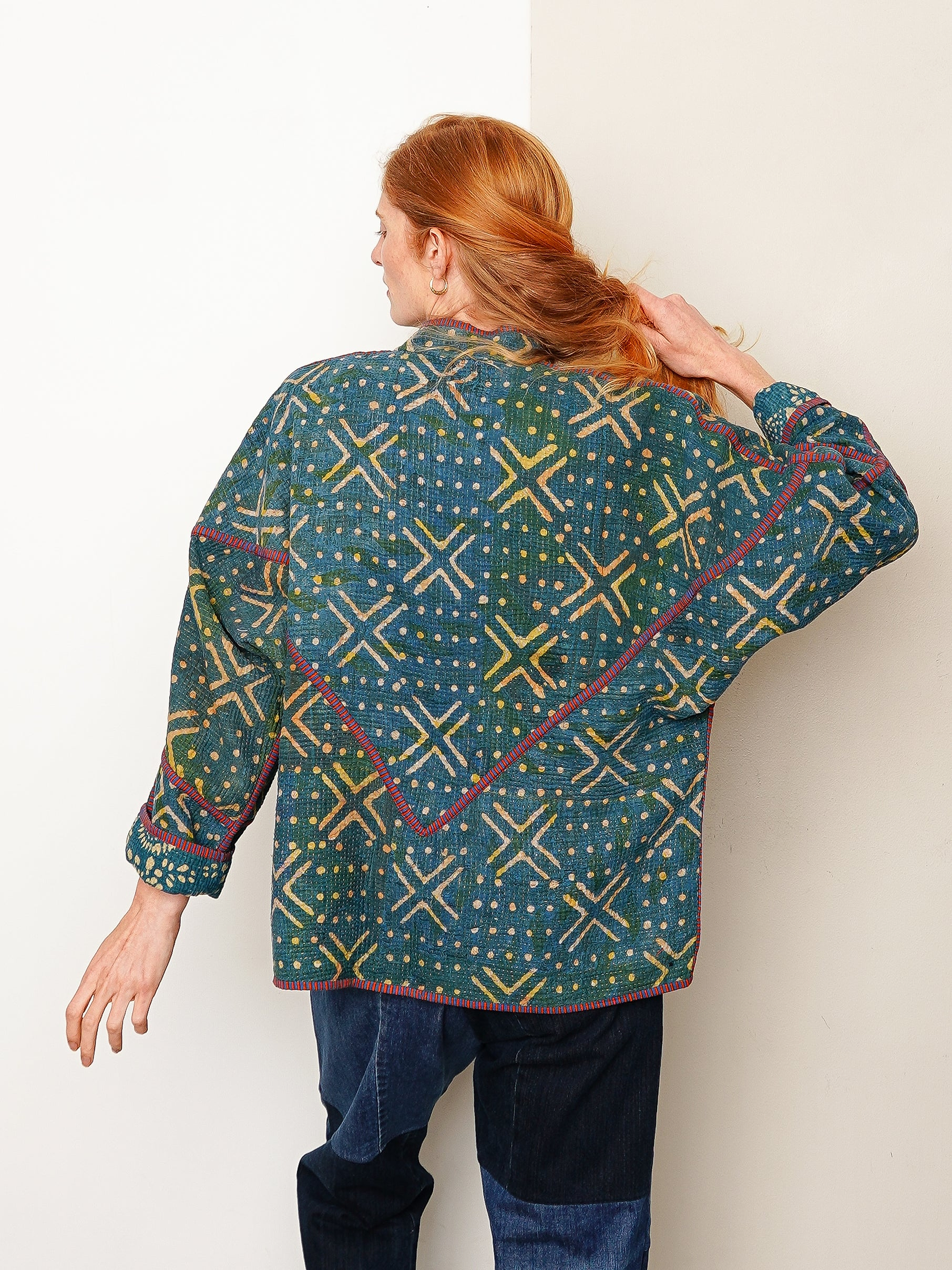 The Ladhiya Quilted Indigo Kantha Jacket