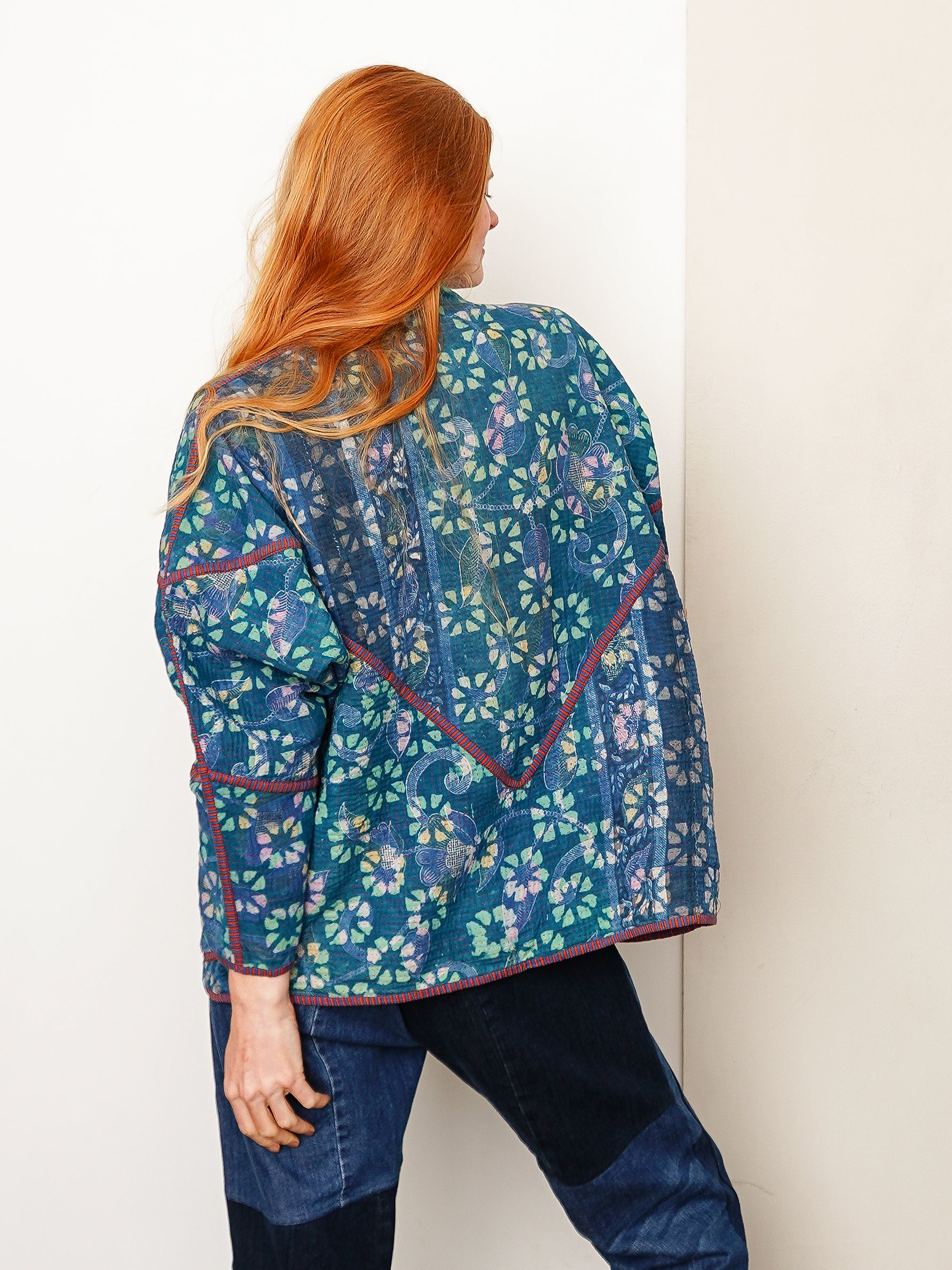 The Ladhiya Quilted Indigo Kantha Jacket