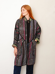 The Sai Quilted Indigo Kantha Coat