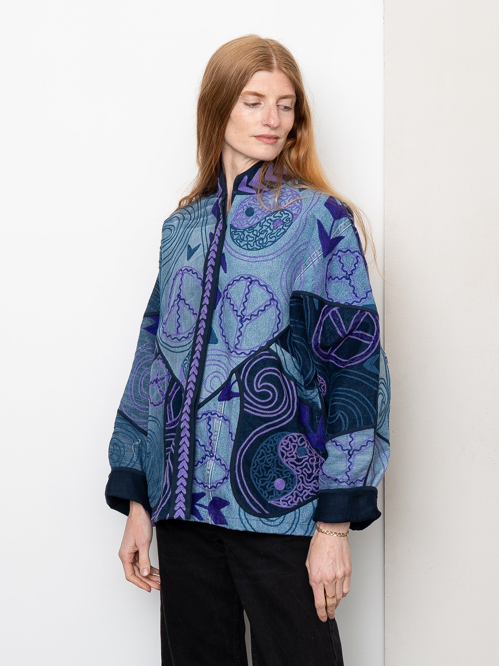 The Ladhiya Denim Suzani Jacket - Medium