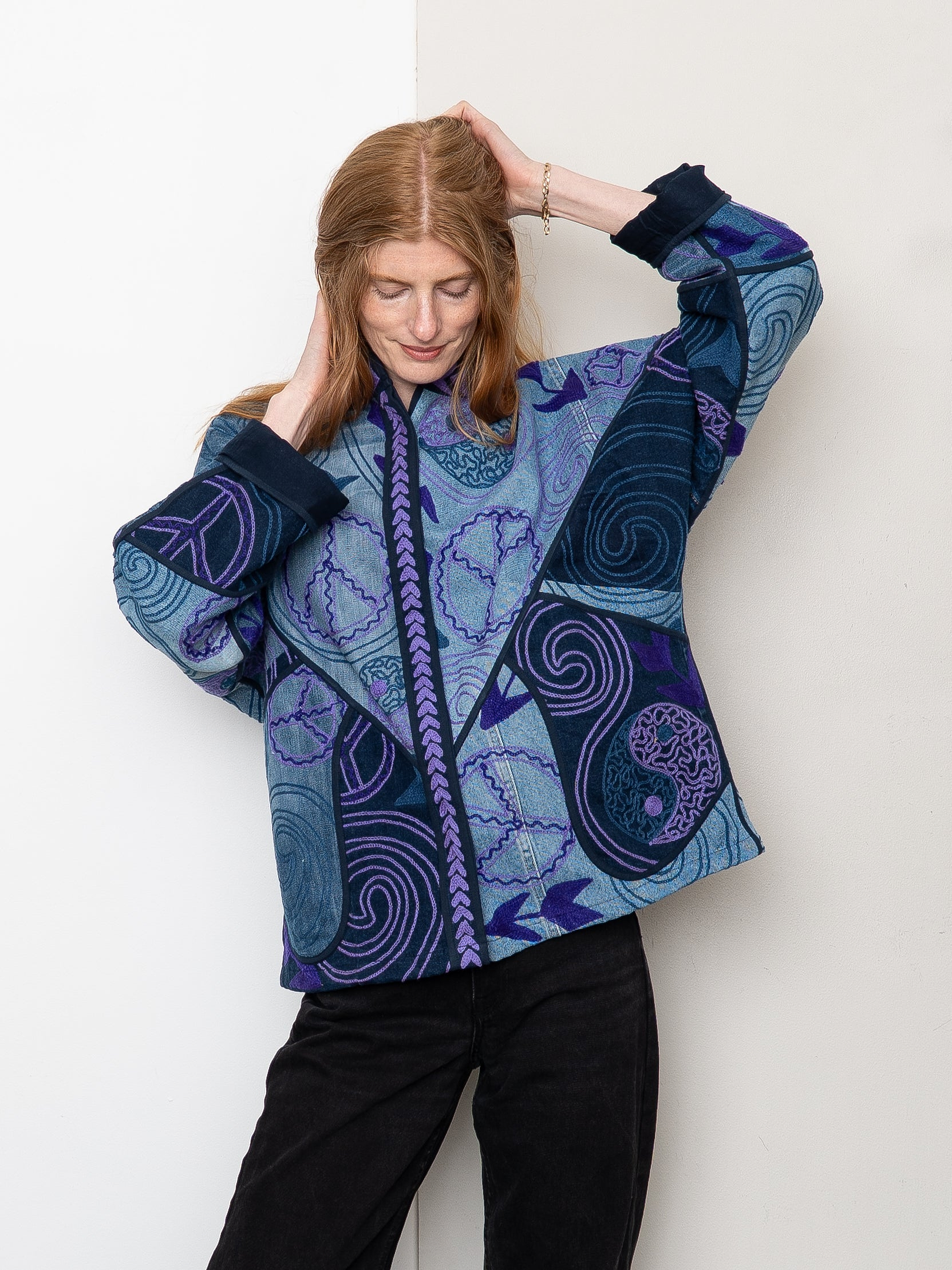 The Ladhiya Denim Suzani Jacket - Medium