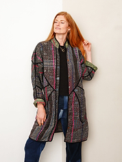 The Sai Quilted Indigo Kantha Coat
