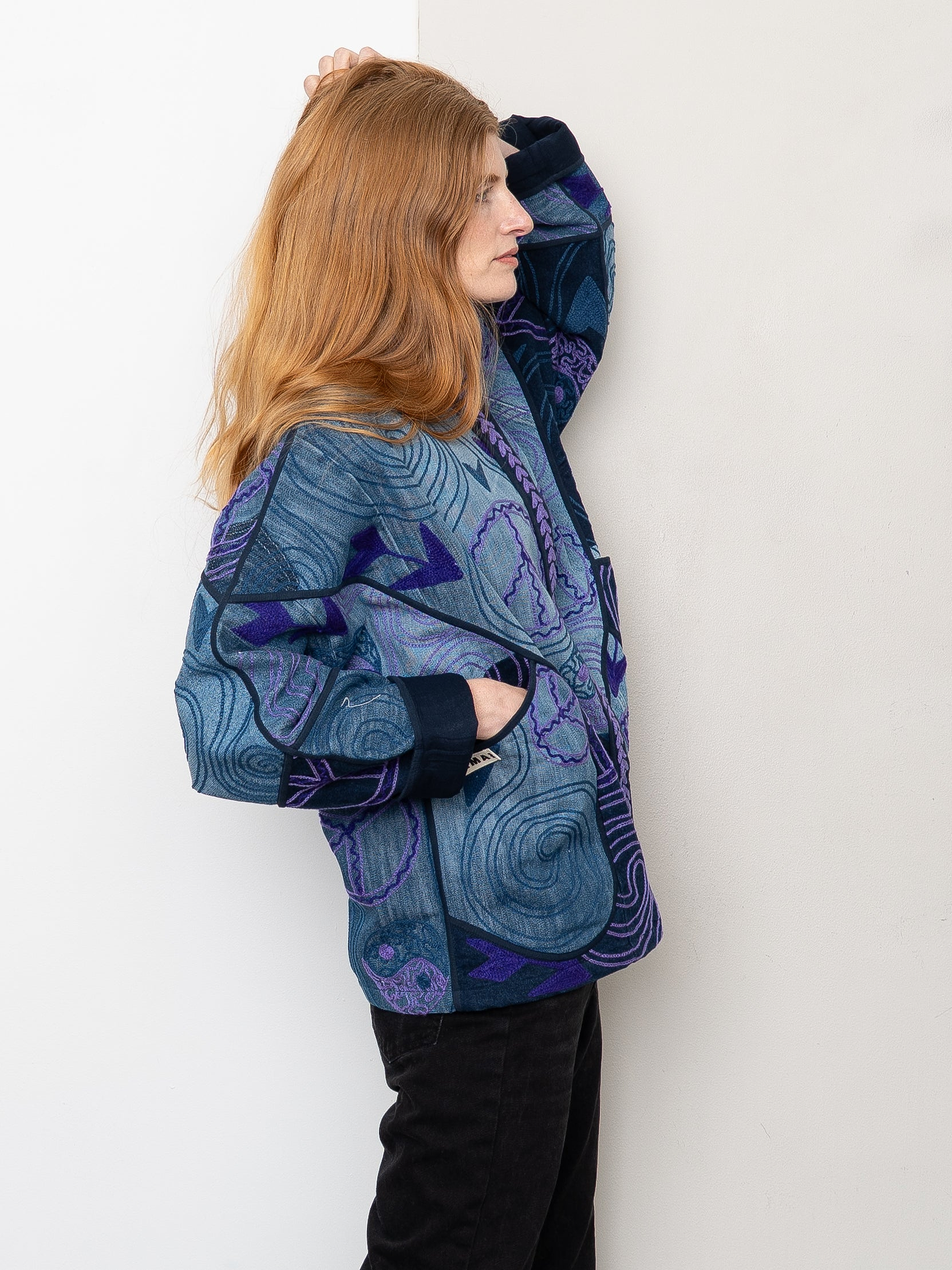 The Ladhiya Denim Suzani Jacket - Medium