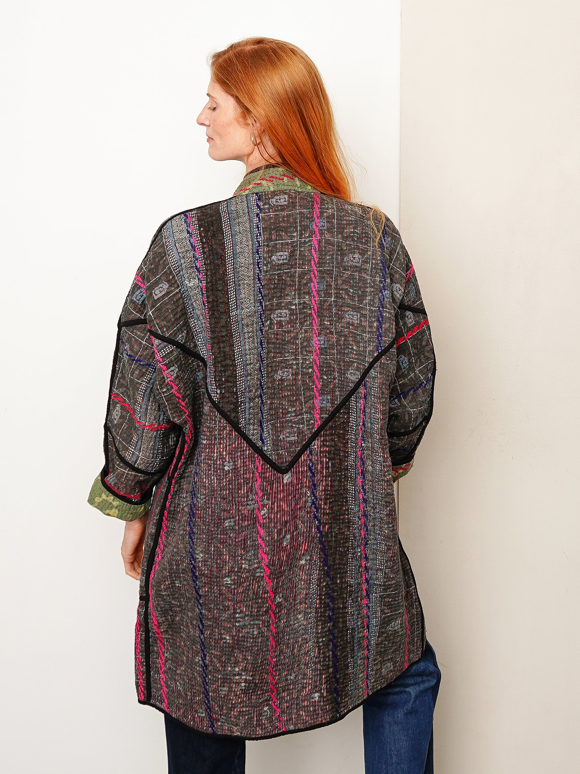 The Sai Quilted Indigo Kantha Coat