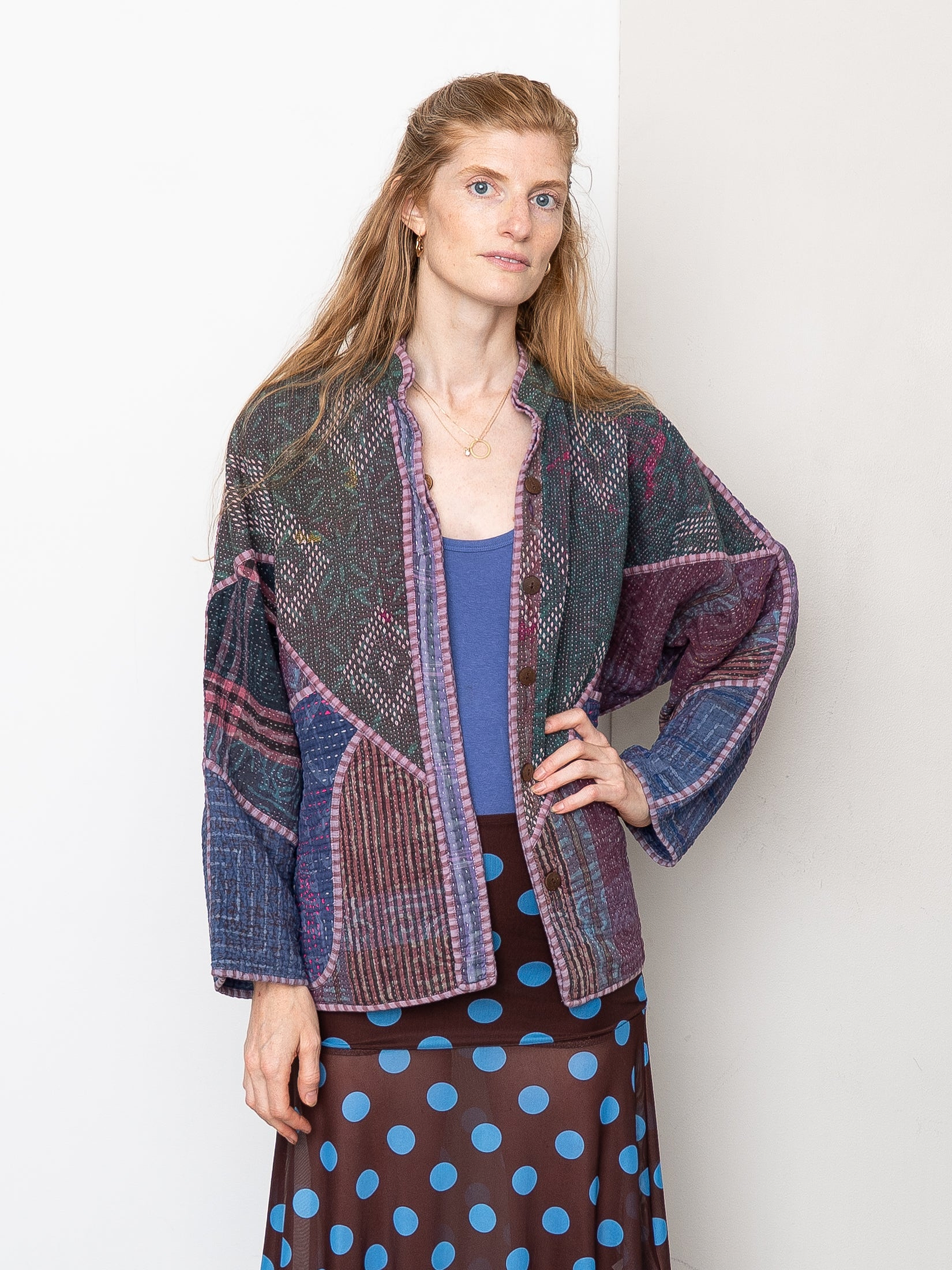 The Ladhiya Quilted Indigo Kantha Jacket