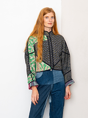 The Kaira Cropped Quilted Patchwork Kantha Jacket
