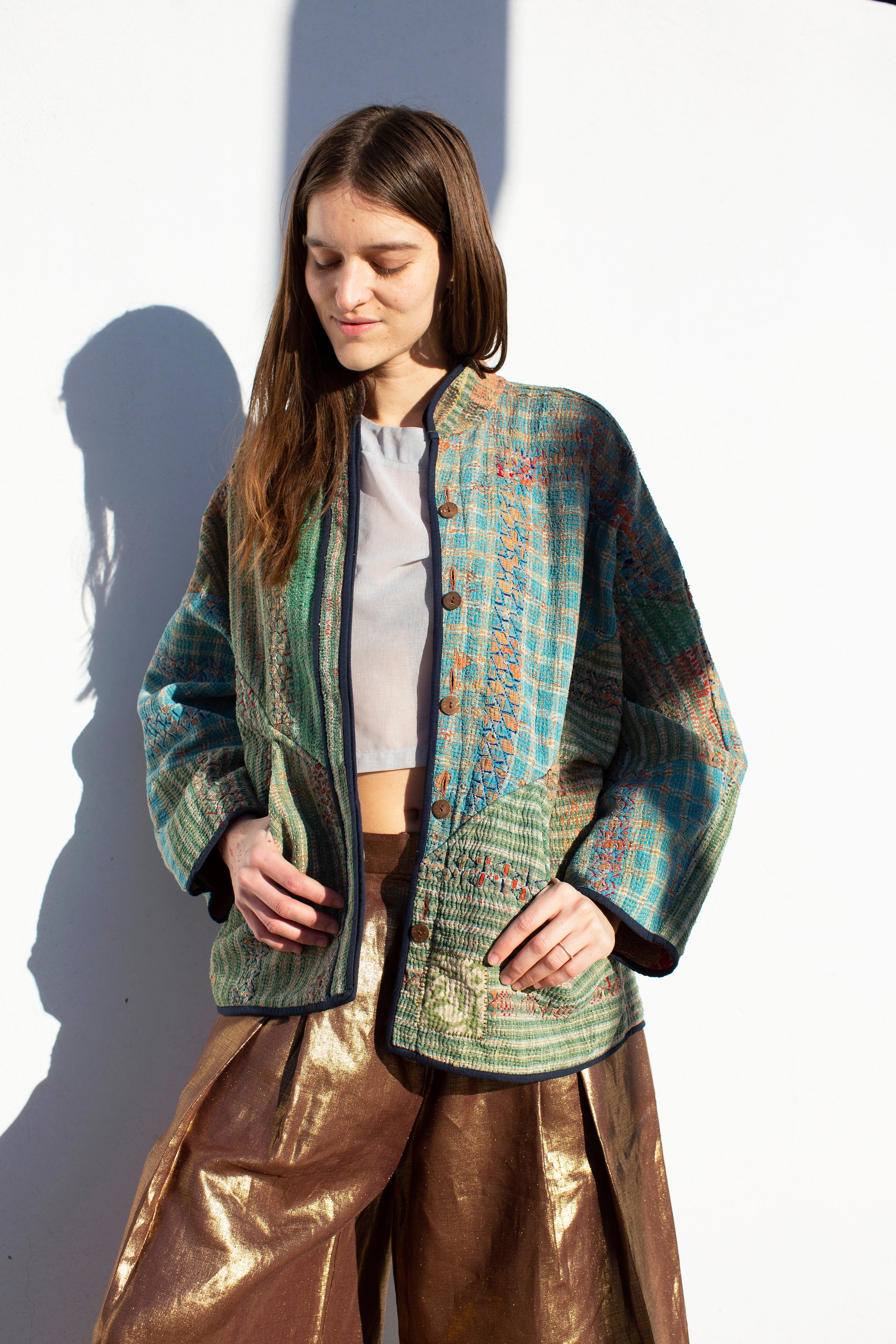 The Ladhiya Quilted Patchwork Kantha Jacket