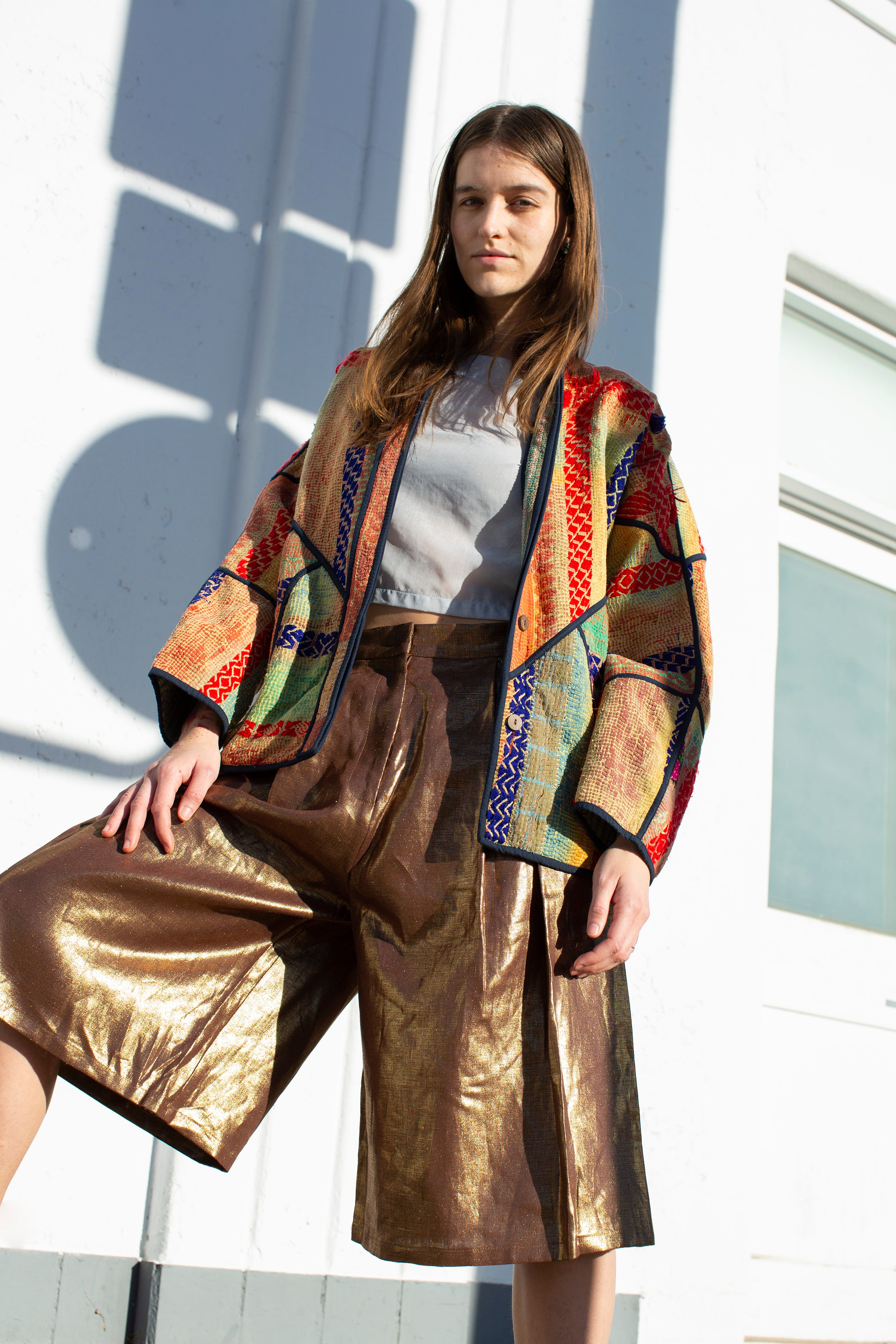 The Ladhiya Quilted Patchwork Kantha Jacket