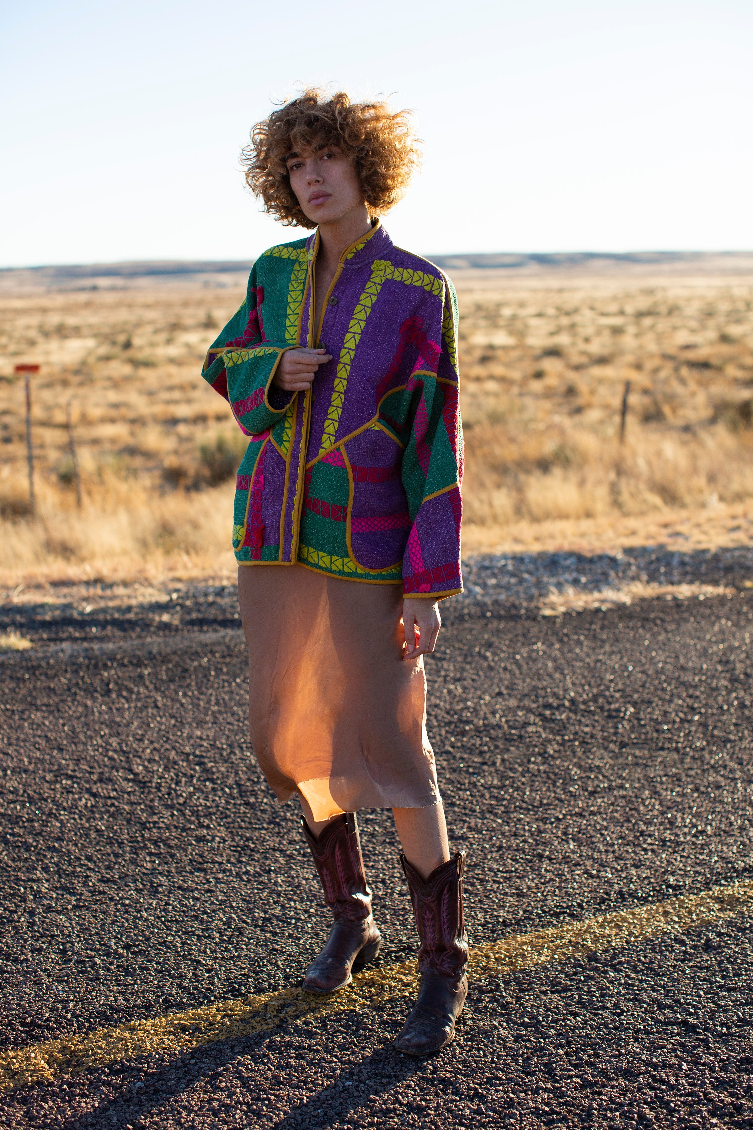 The Ladhiya Quilted Patchwork Kantha Jacket
