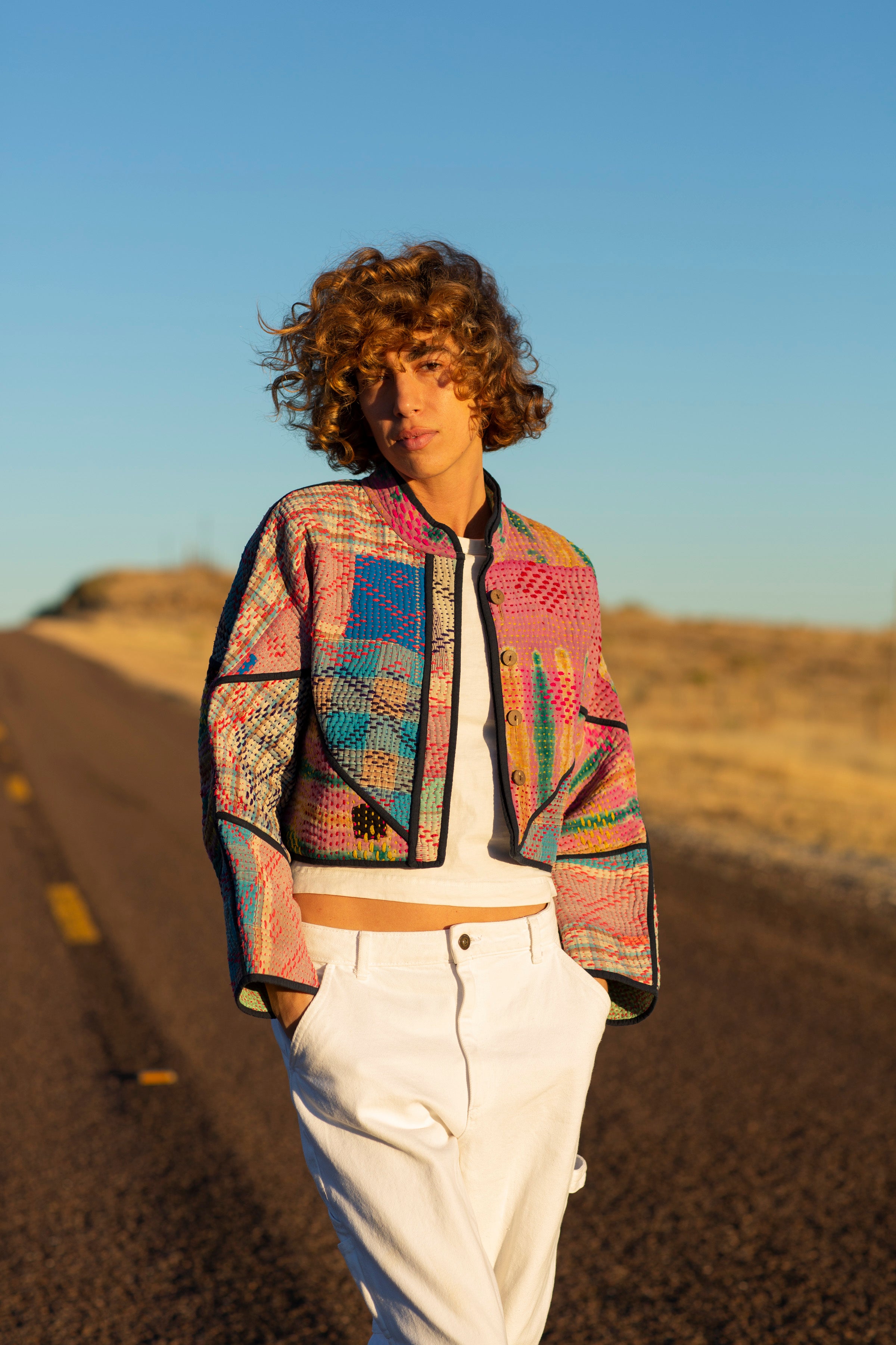 The Kaira Cropped Quilted Patchwork Kantha Jacket – NAMAI