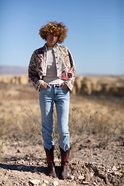 The Kaira Cropped Suzani Quilted Kantha Jacket