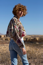 The Kaira Cropped Suzani Quilted Kantha Jacket