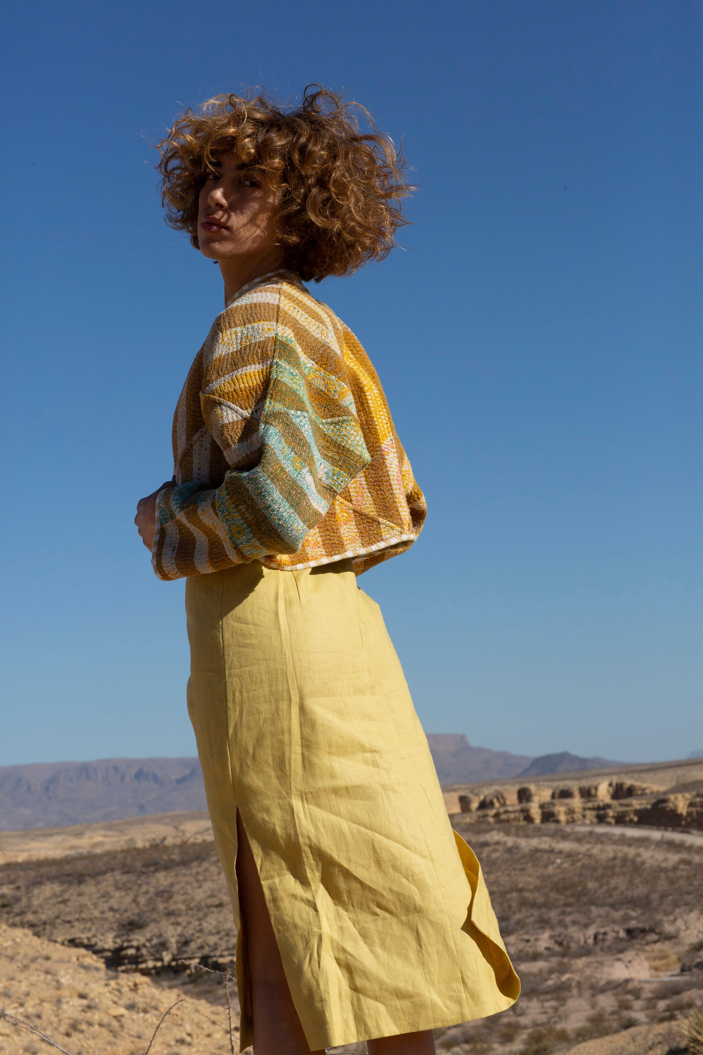 The Kaira Cropped Quilted Patchwork Kantha Jacket