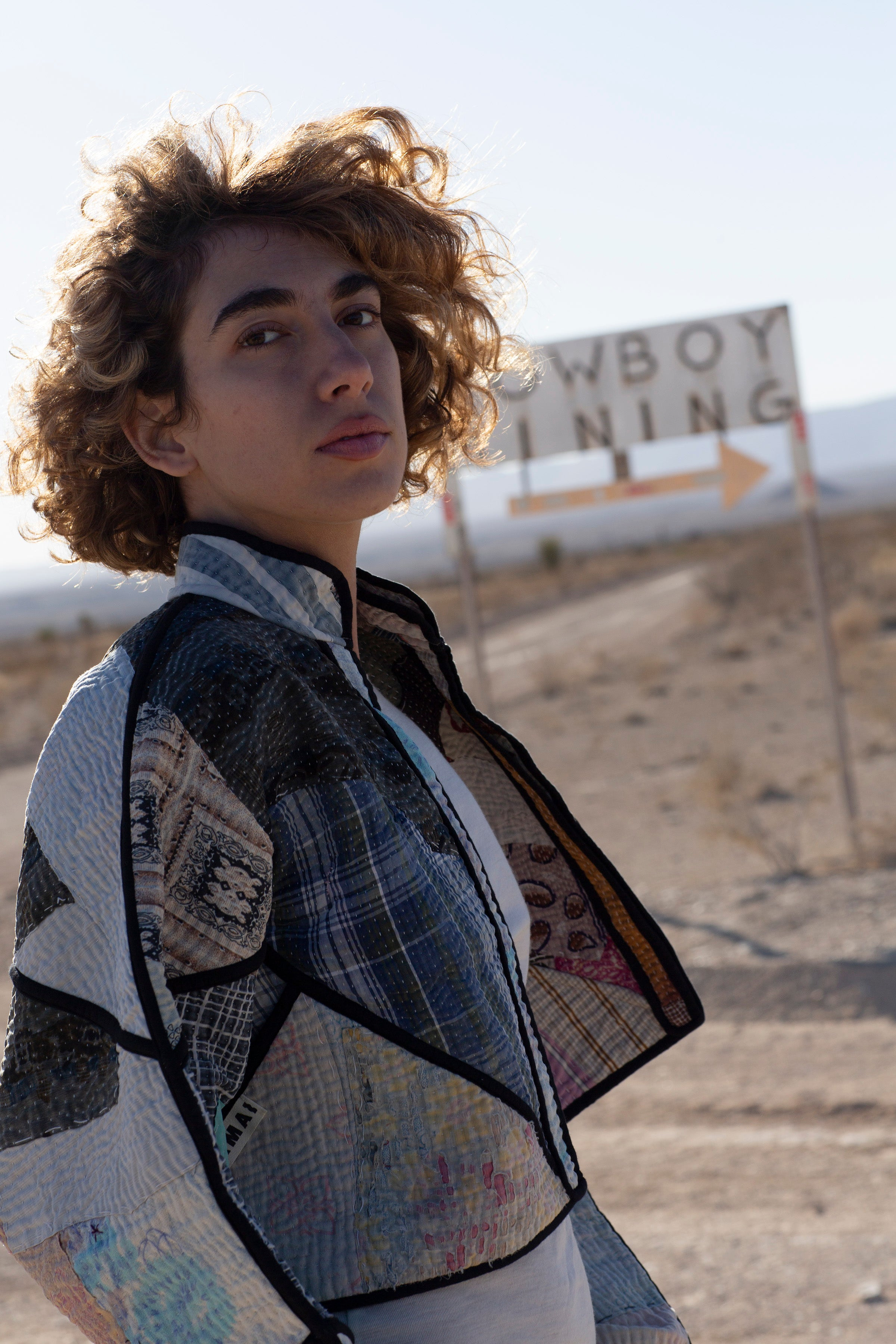 The Kaira Cropped Quilted Patchwork Kantha Jacket