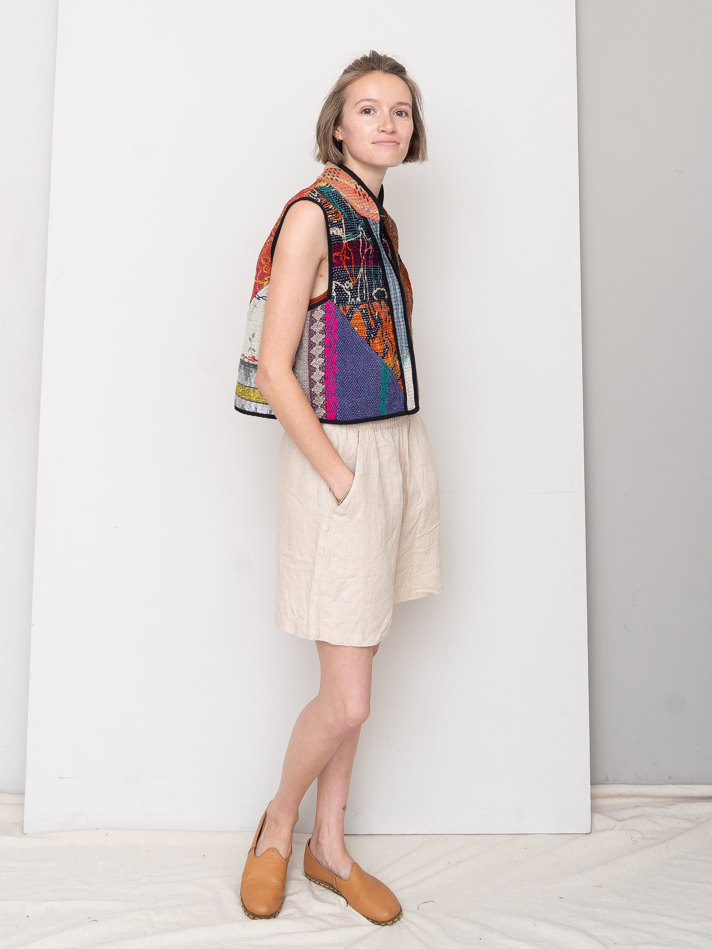 The Kaira Quilted Patchwork Kantha Vest