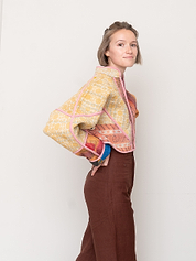 The Kaira Cropped Quilted Patchwork Kantha Jacket