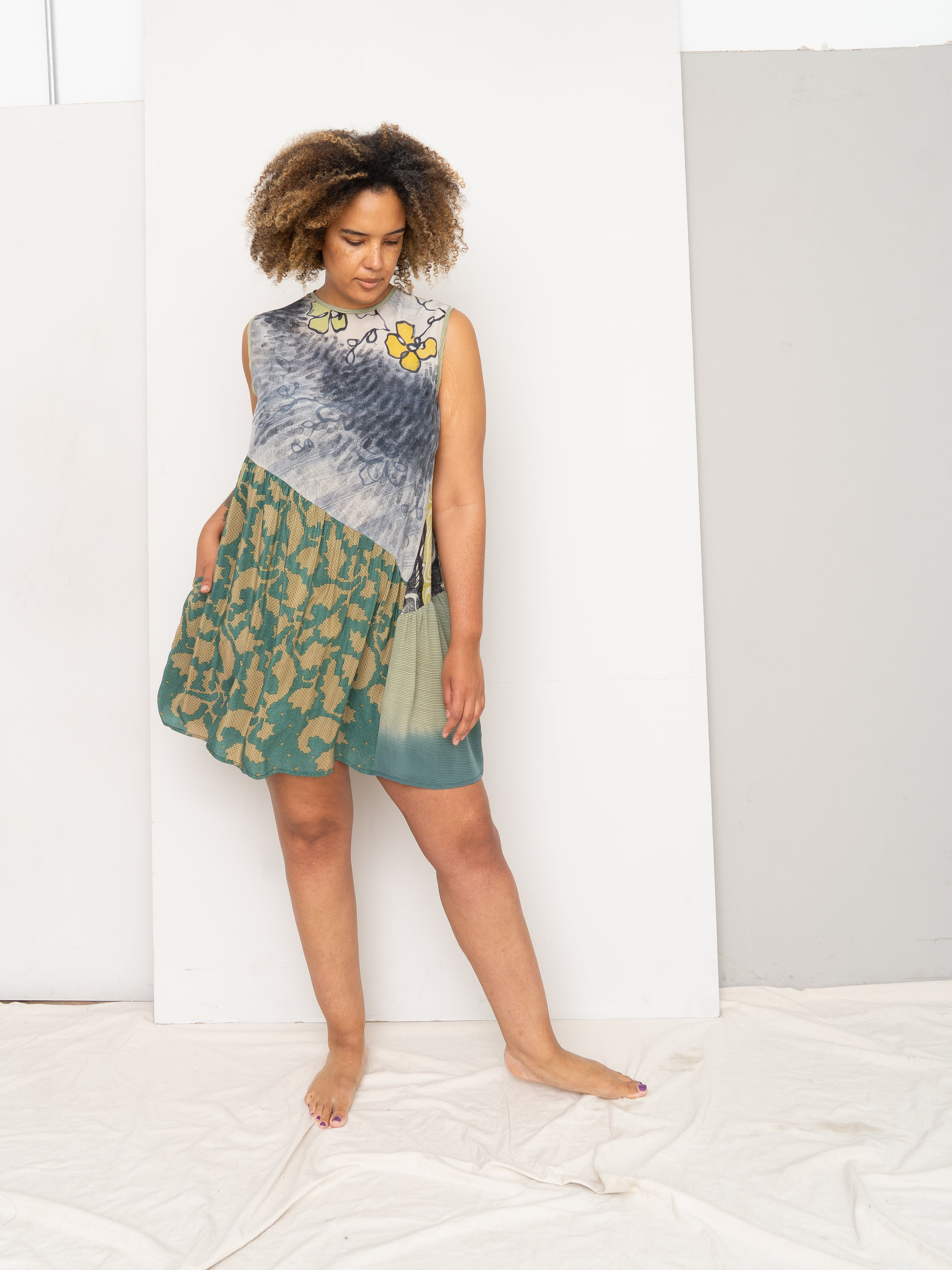 The Anan Short Dress  - Medium / Large - Upcycled Silk