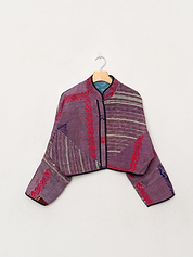 The Kaira Cropped Quilted Patchwork Kantha Jacket