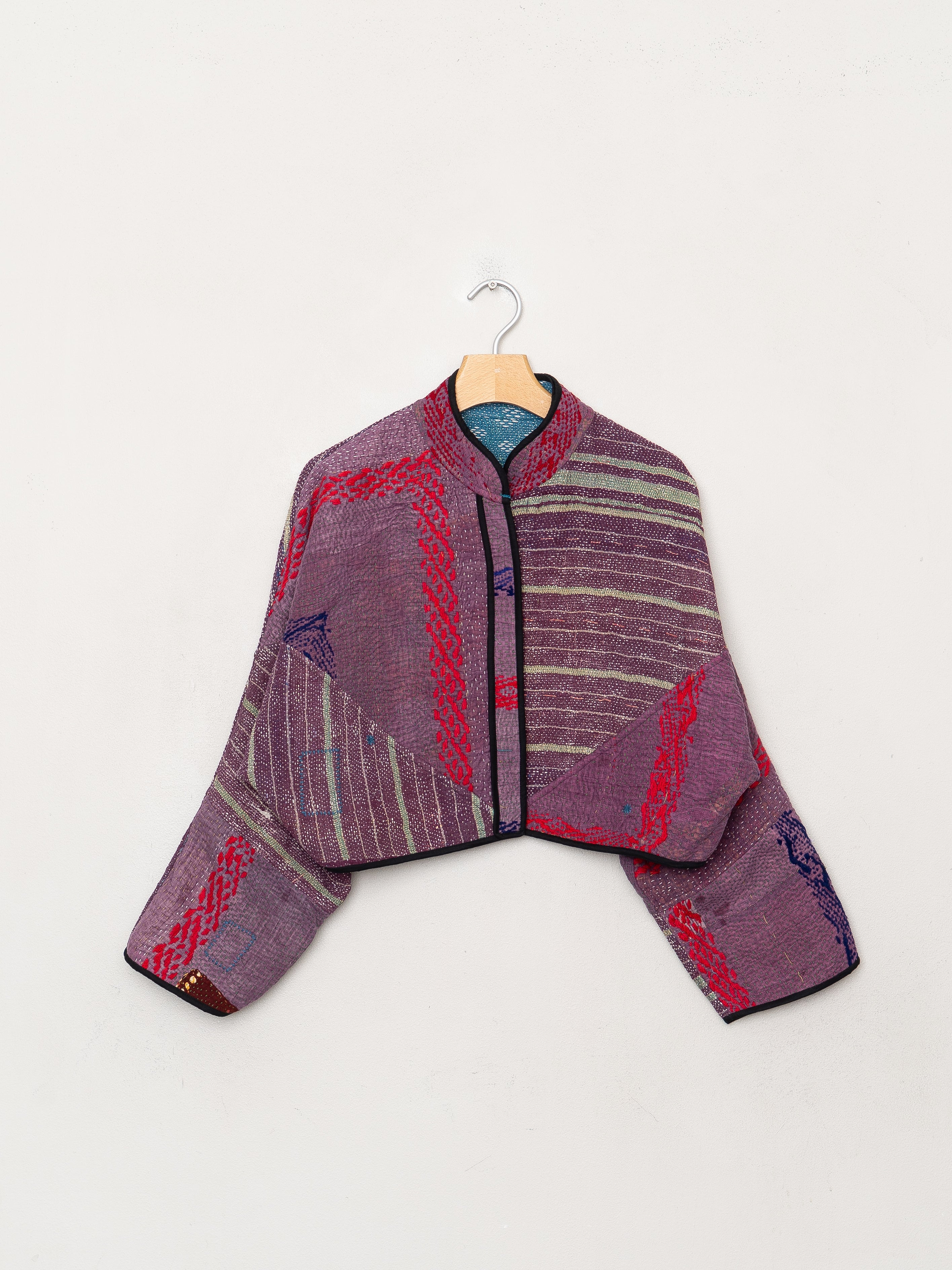 The Kaira Cropped Quilted Patchwork Kantha Jacket
