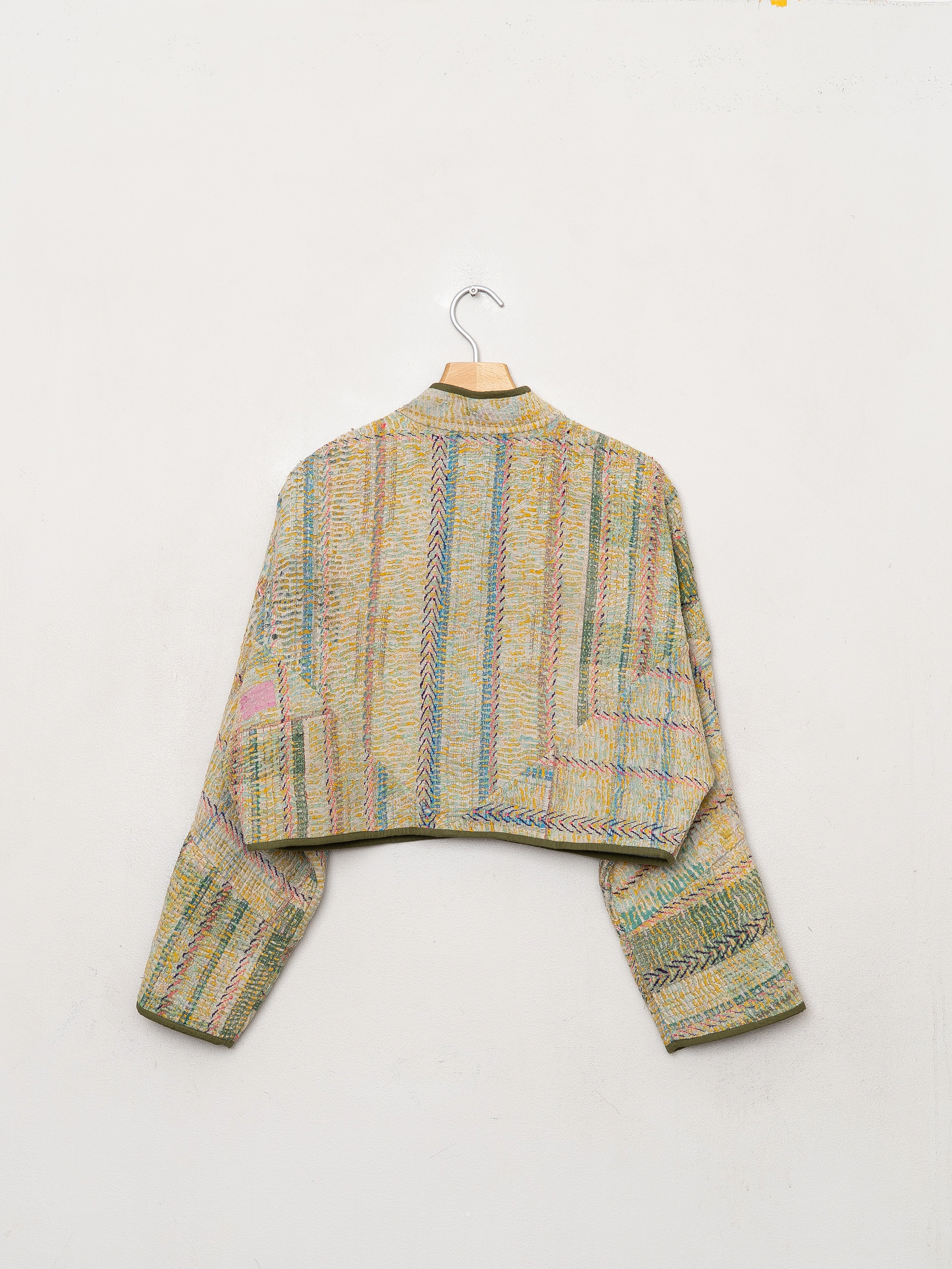 The Kaira Cropped Quilted Patchwork Kantha Jacket