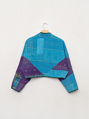 The Kaira Cropped Quilted Patchwork Kantha Jacket