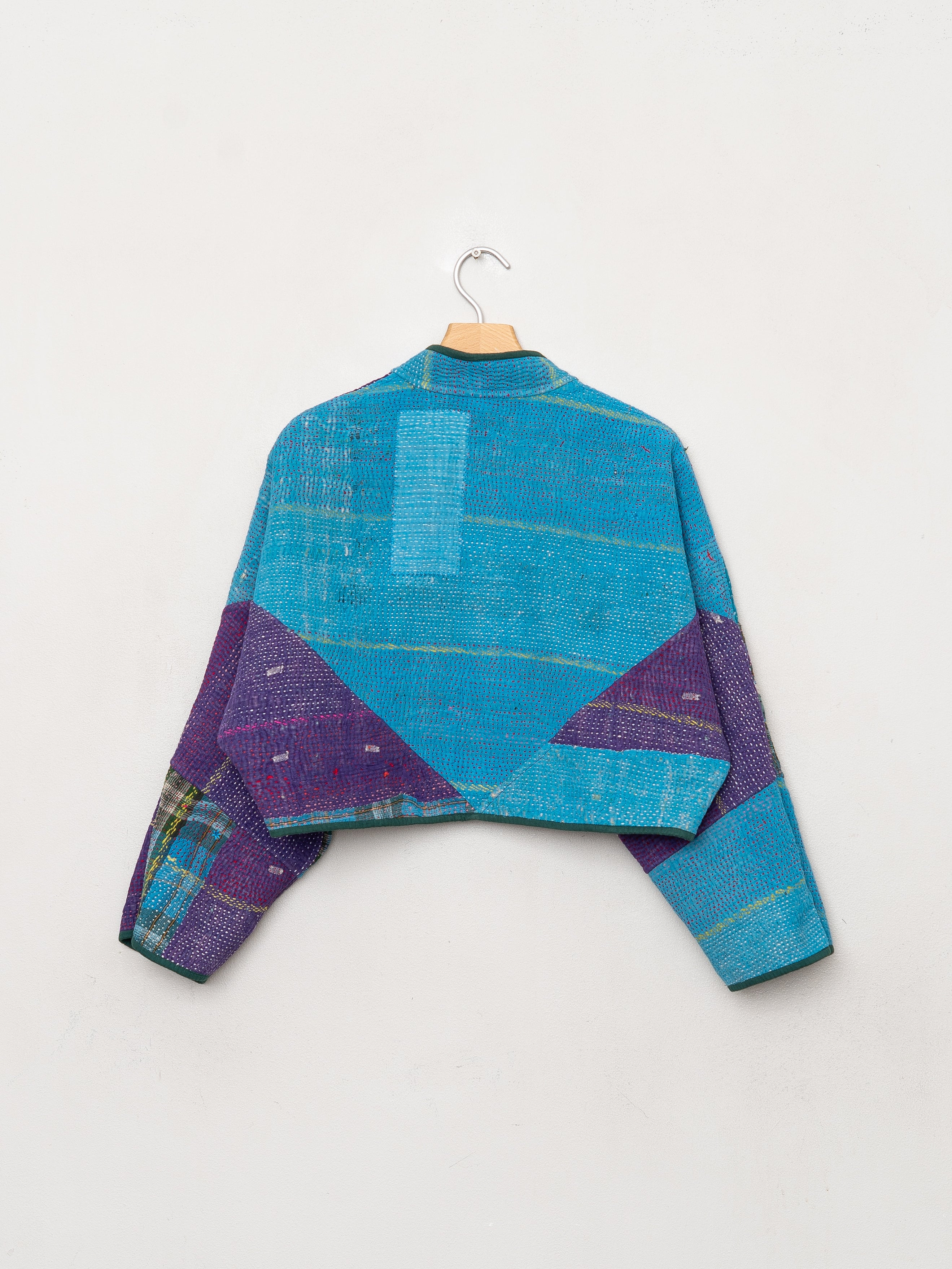 The Kaira Cropped Quilted Patchwork Kantha Jacket