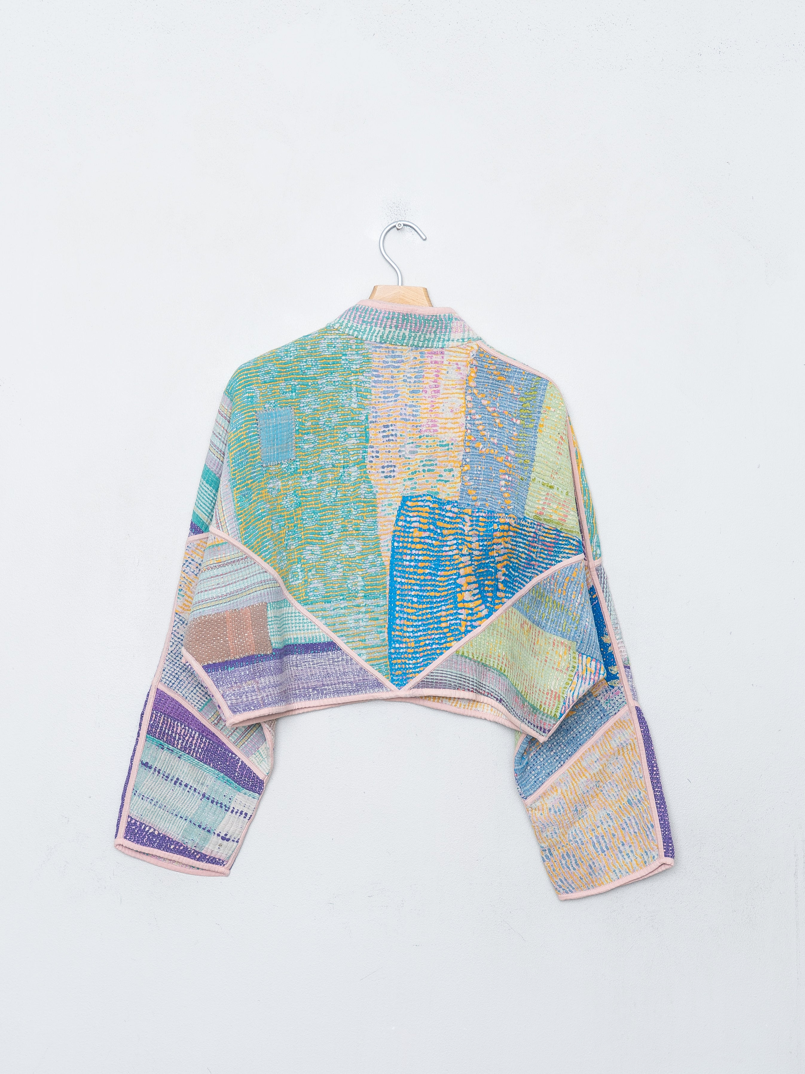 The Kaira Cropped Quilted Patchwork Kantha Jacket