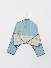 The Kaira Cropped Quilted Patchwork Kantha Jacket