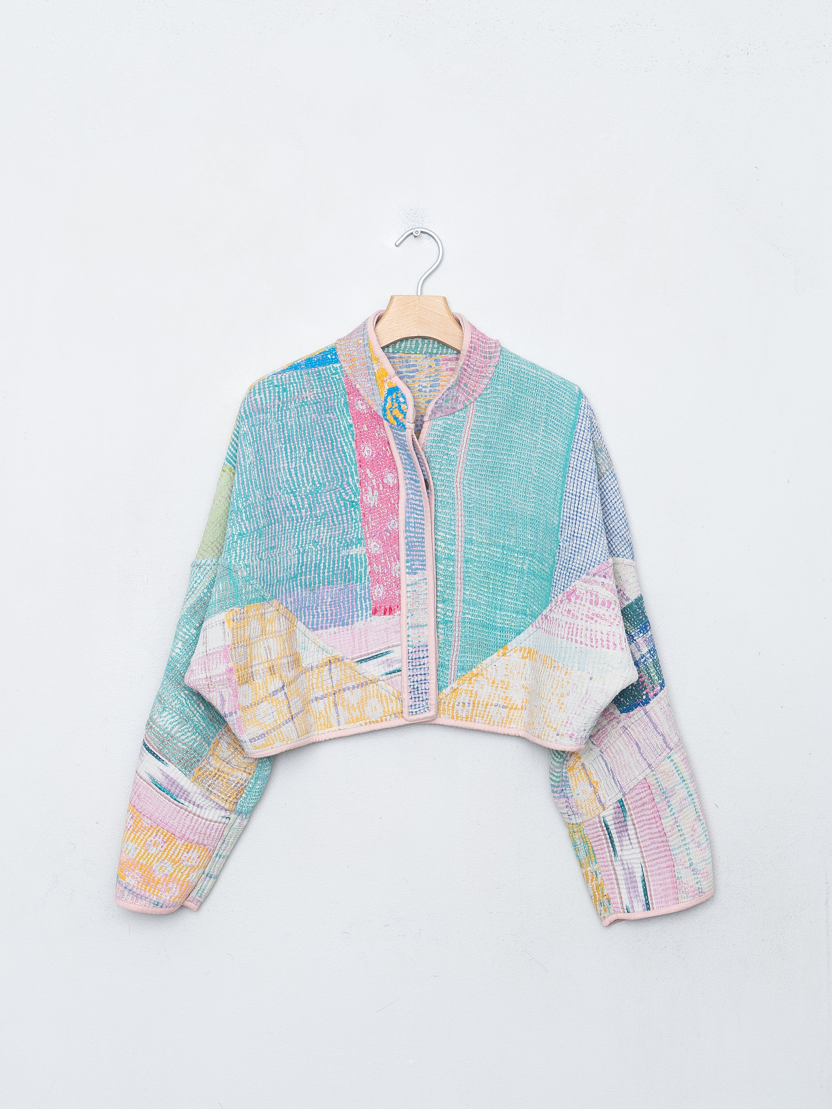 The Kaira Cropped Quilted Patchwork Kantha Jacket