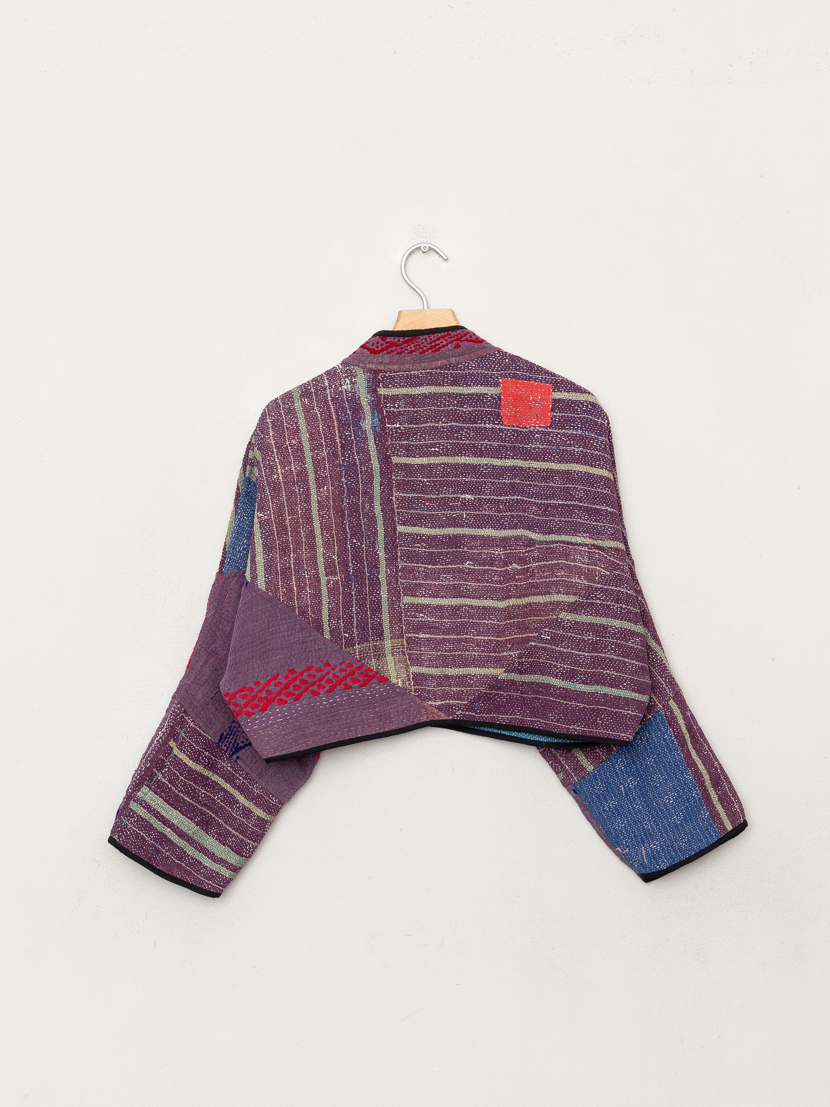 The Kaira Cropped Quilted Patchwork Kantha Jacket
