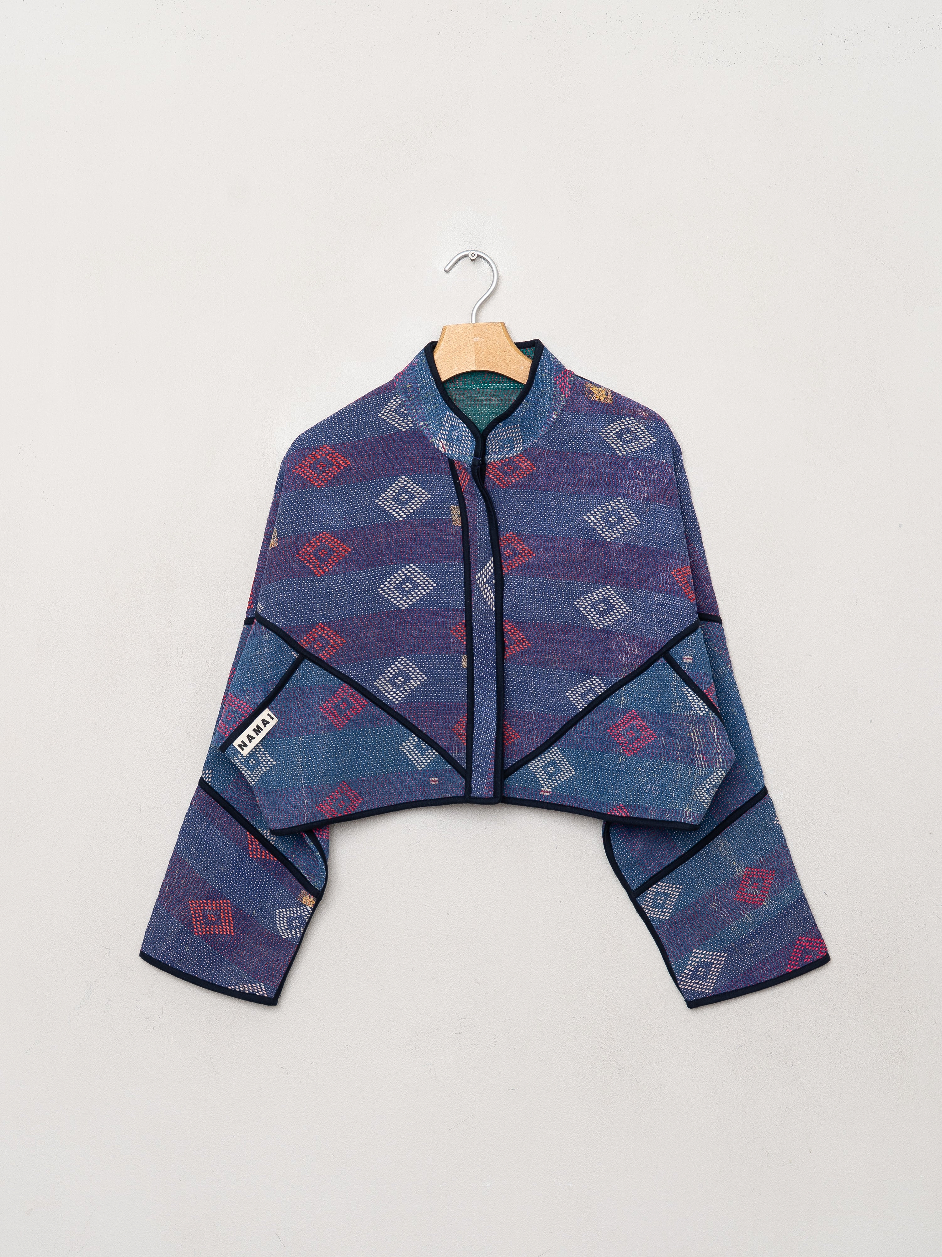 The Kaira Cropped Quilted Patchwork Kantha Jacket