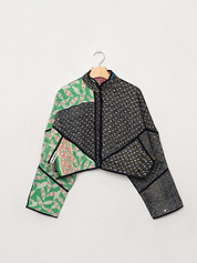 The Kaira Cropped Quilted Patchwork Kantha Jacket