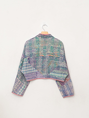 The Kaira Cropped Quilted Patchwork Kantha Jacket
