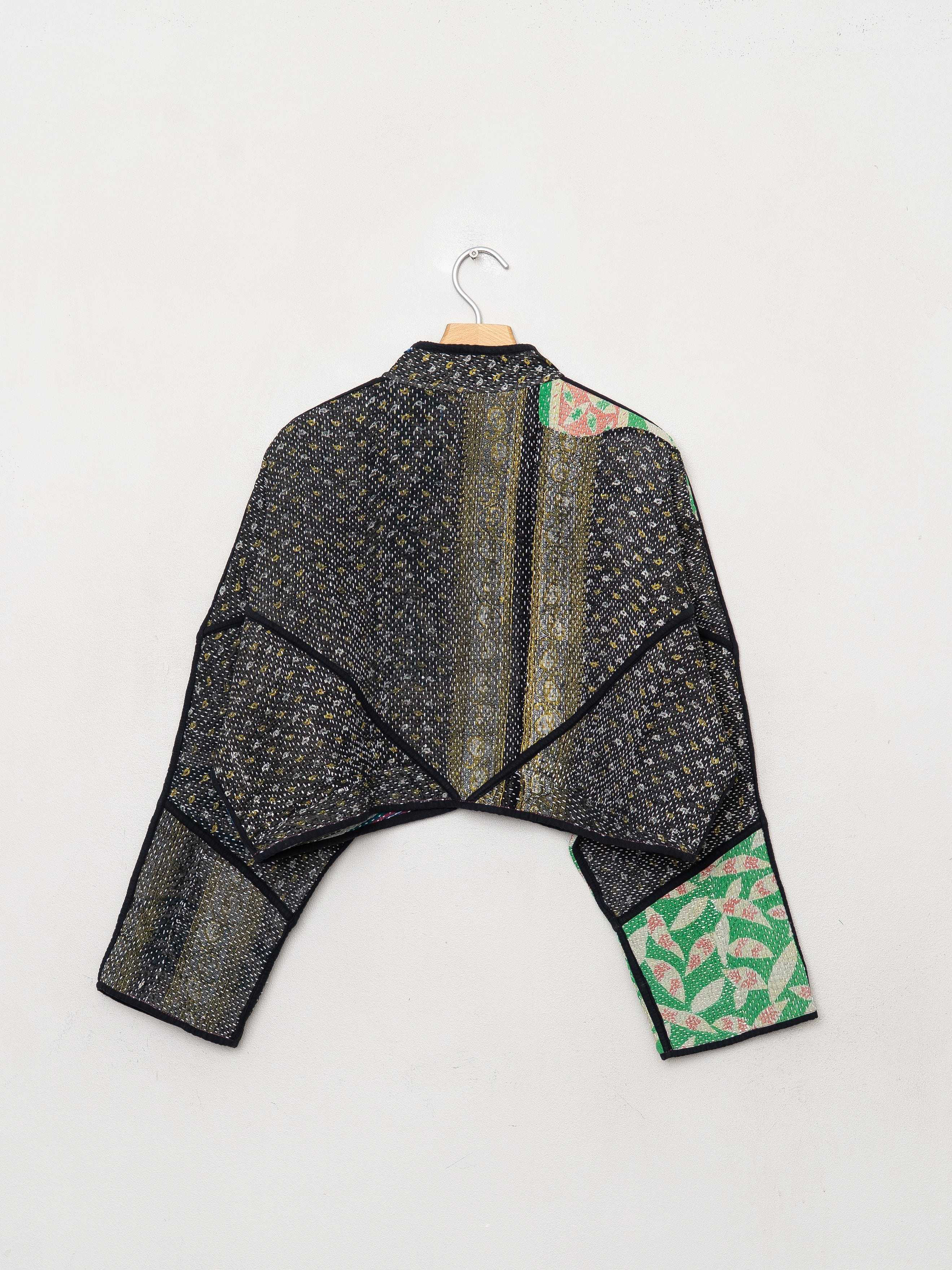 The Kaira Cropped Quilted Patchwork Kantha Jacket