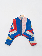 The Kaira Cropped Quilted Patchwork Kantha Jacket