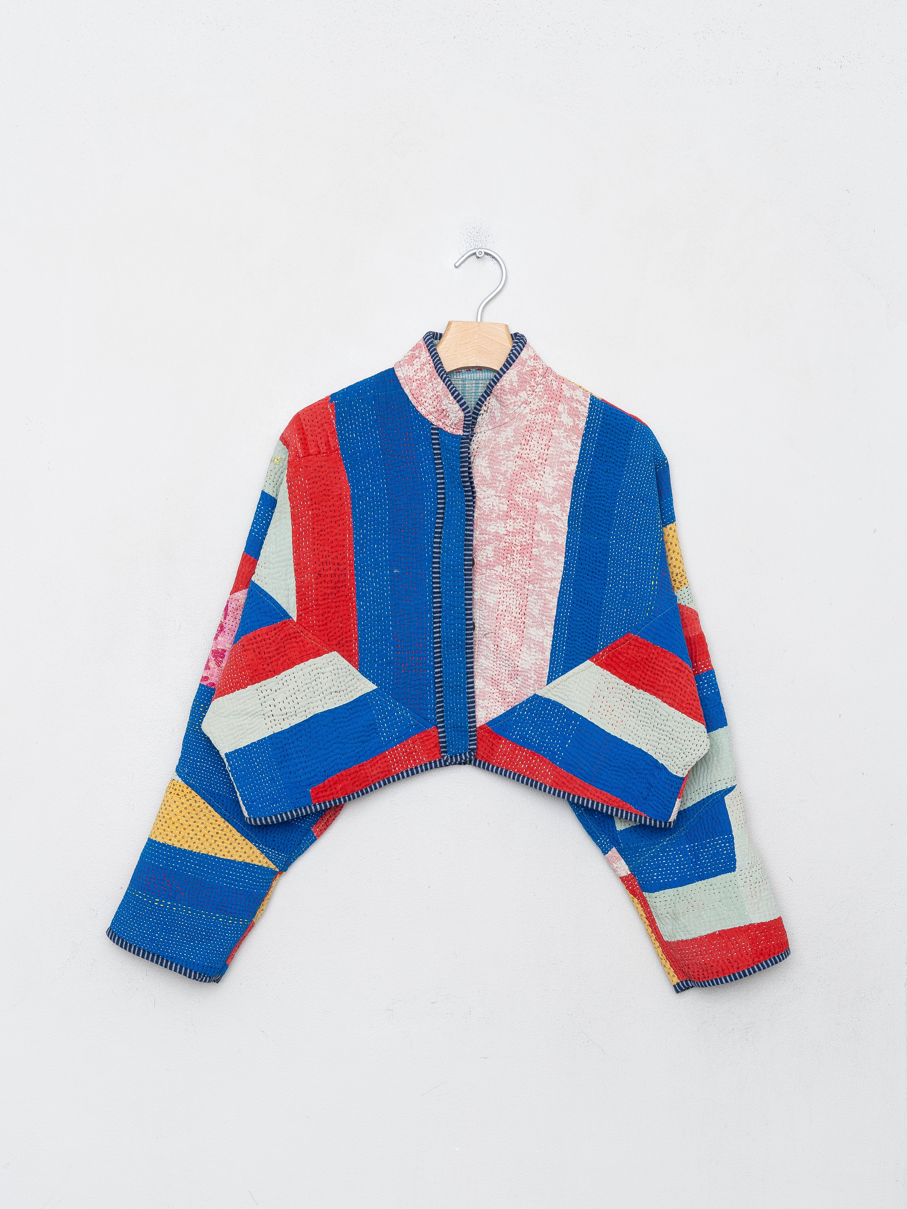 The Kaira Cropped Quilted Patchwork Kantha Jacket