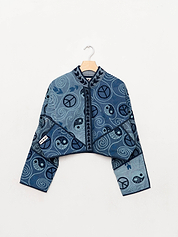 The Kaira Cropped Denim Suzani Jacket - Medium