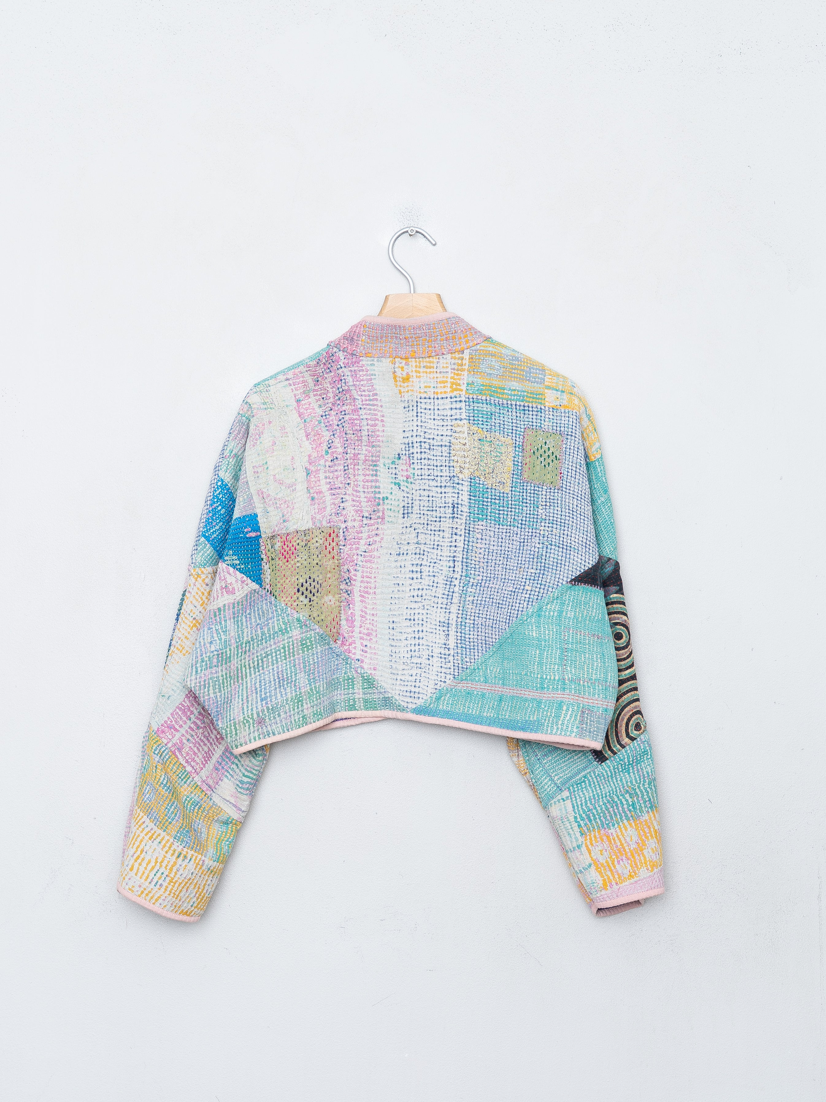 The Kaira Cropped Quilted Patchwork Kantha Jacket