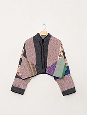 The Kaira Cropped Quilted Patchwork Kantha Jacket