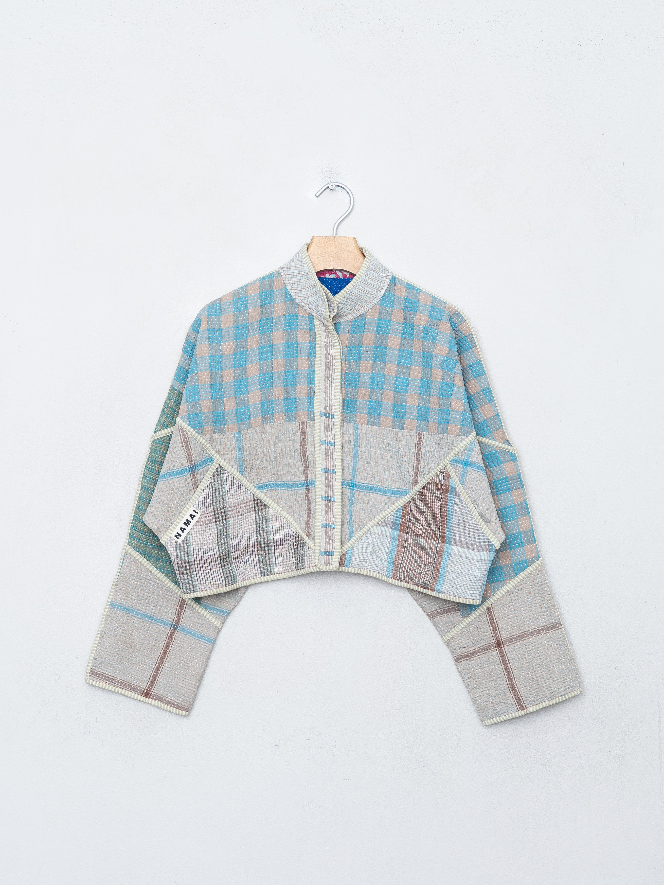 The Kaira Cropped Quilted Patchwork Kantha Jacket