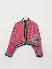 The Kaira Cropped Quilted Patchwork Kantha Jacket