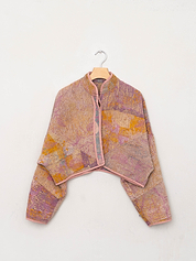 The Kaira Cropped Suzani Quilted Kantha Jacket