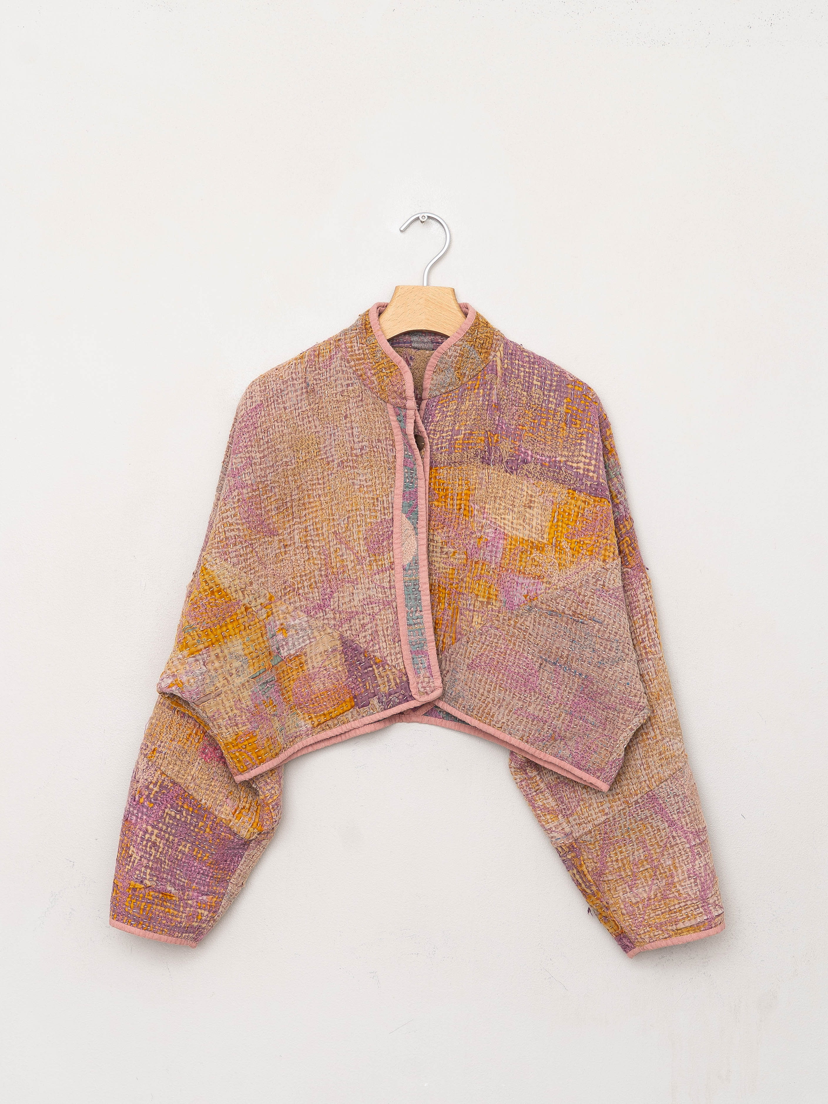 The Kaira Cropped Suzani Quilted Kantha Jacket
