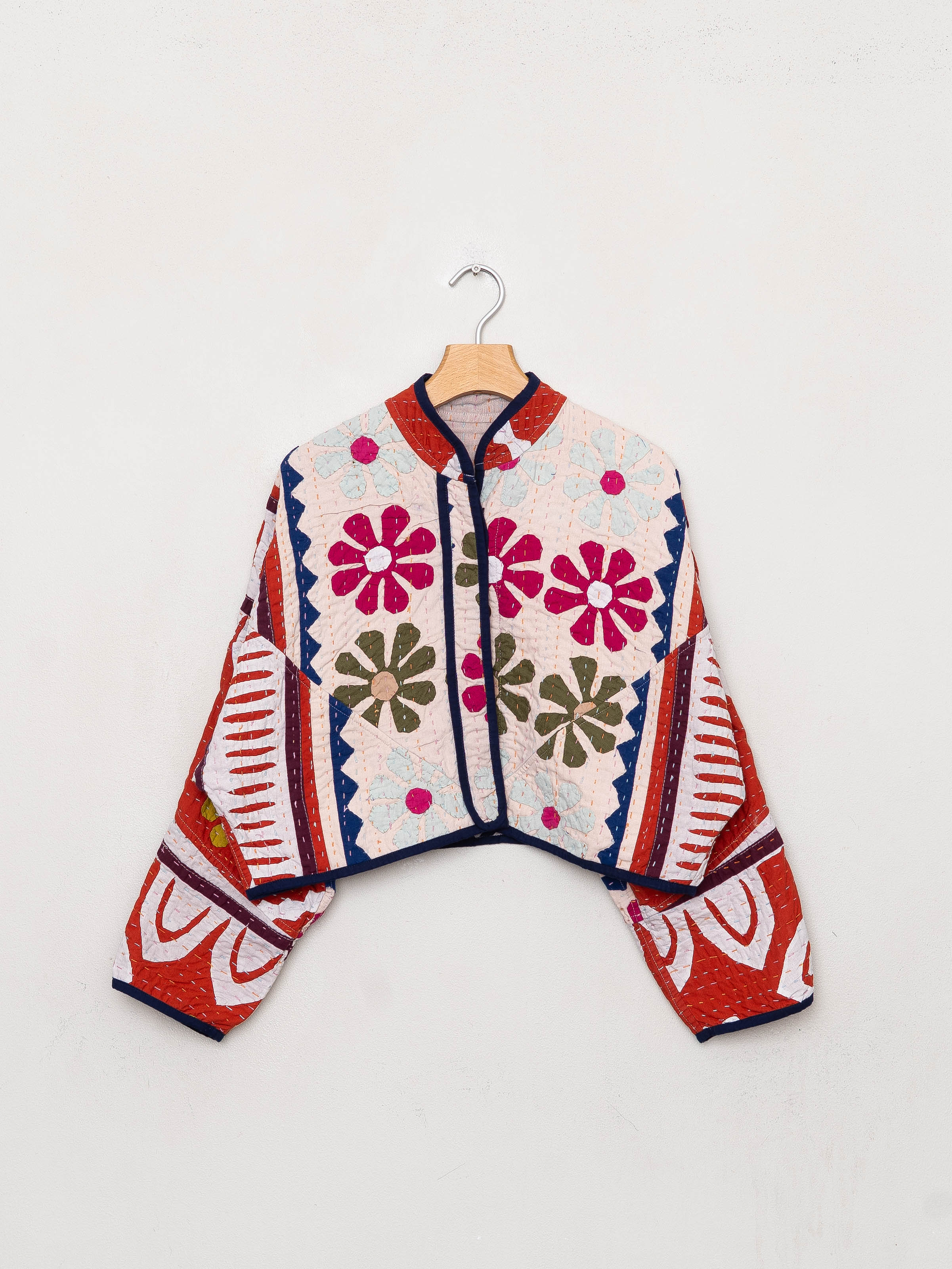 The Kaira Cropped Suzani Cut Out Kantha Jacket