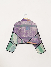 The Kaira Cropped Quilted Patchwork Kantha Jacket
