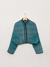 The Kaira Cropped Quilted Patchwork Kantha Jacket